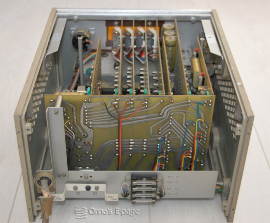 
     A look from the back, showing the busboard connecting the circuit boards.
       
