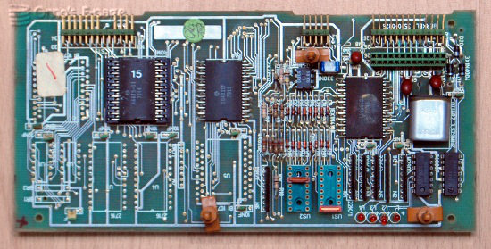 
     The CPU board, with bus connector and supports for the serial board.
     