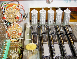 
  A look at the nixies and digital circuits,
	from above and behind.
       
