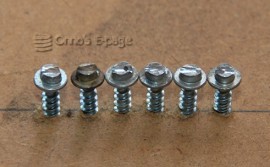 
    Six screws with slit cut into them.